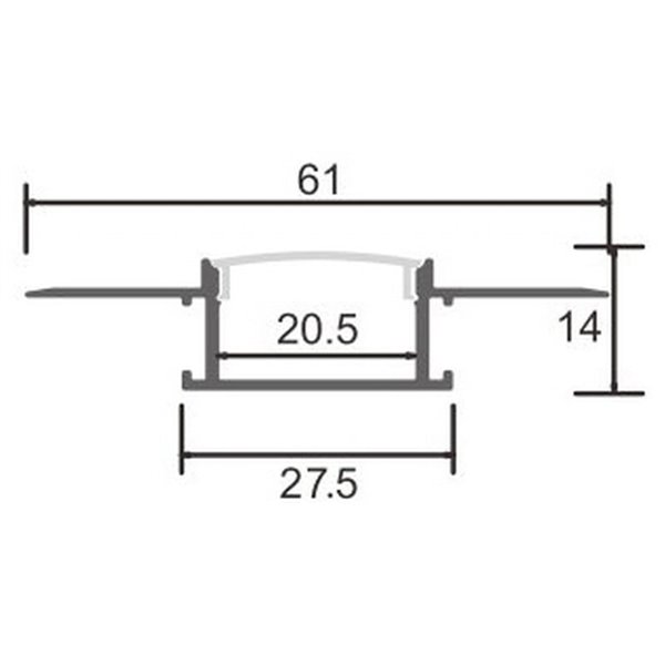 Perfil arquitetônico de alumínio FEAT para iluminação indireta linear, 2 metros, LM3867