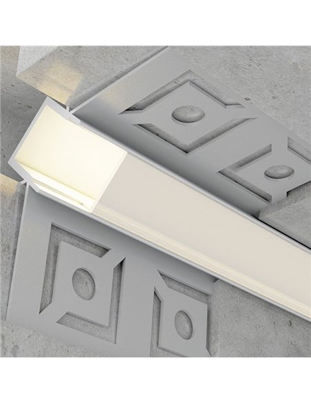 Perfil arquitetônico de alumínio ROLK para contornos de iluminação indireta, 2 metros, LM3863