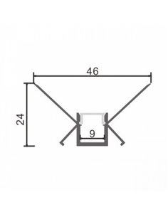 Perfil arquitectónico de aluminio ROLK para contornos de iluminación indirecta 2 metros, LM3863 2