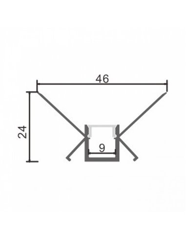 Perfil arquitectónico de aluminio ROLK para contornos de iluminación indirecta 2 metros, LM3863