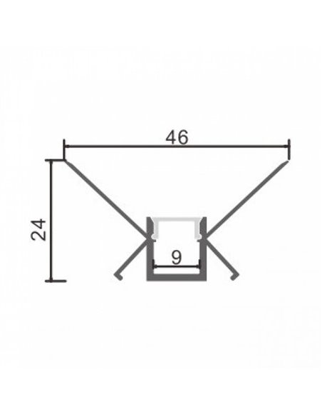 Perfil arquitectónico de aluminio ROLK para contornos de iluminación indirecta 2 metros, LM3863