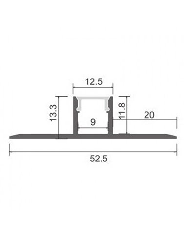 Profilé architectural en aluminium ORER pour éclairage architectural indirect continu, 2 mètres, LM3861