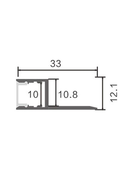 Perfil arquitectónico de aluminio DEF para iluminación indirecta lineal continua 2 metros, LM3857
