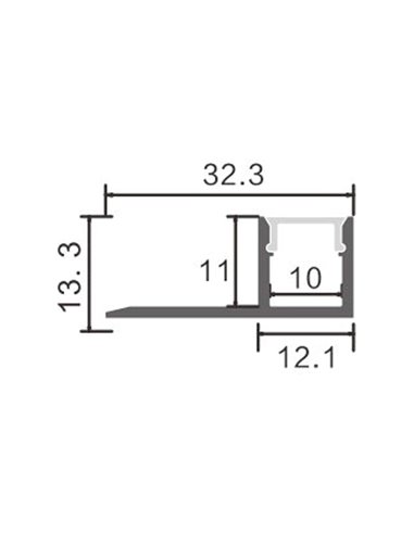 Perfil arquitectónico de aluminio OPE para contornos de iluminación indirecta LED 2 metros, LM3855