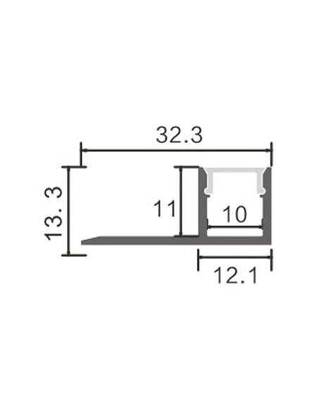 Perfil arquitectónico de aluminio OPE para contornos de iluminación indirecta LED 2 metros, LM3855