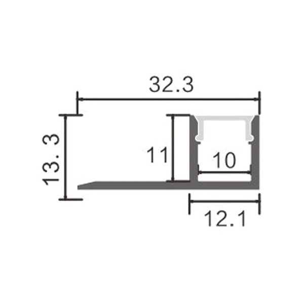 Perfil arquitectónico de aluminio OPE para contornos de iluminación indirecta LED 2 metros, LM3855