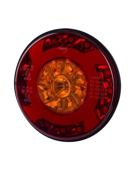 Piloto trasero redondo LED LUCY LZD 2422 12/24V con cable, 3 funciones IP68 ECE E9