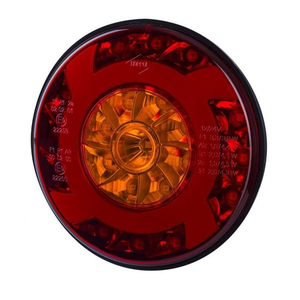 Feu arrière rond à LED LUCY LZD 2422 12/24 V avec câble, 3 fonctions, IP68, ECE E9
