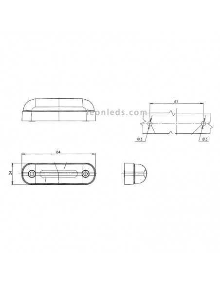 Dimensions Rouge Jauge LED Lumière Était 767 | Feu de gabarit à DEL rouge | Lumière LED au néon | Éclairage LeonLeds