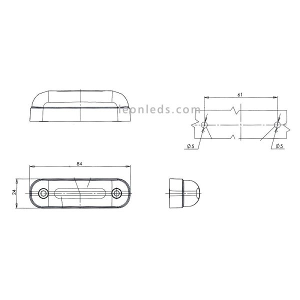 Dimensions Rouge Jauge LED Lumière Était 767 | Feu de gabarit à DEL rouge | Lumière LED au néon | Éclairage LeonLeds