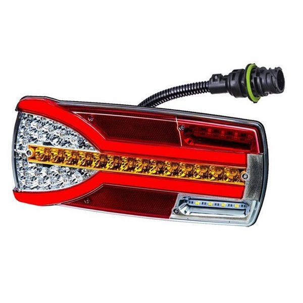 Feu arrière néon CARMEN LZD 2302 / 2303 avec connecteur, 7 fonctions, 12/24 V, IP68, S1/R1, ECE E9