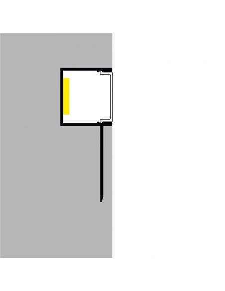 Perfil arquitectónico de aluminio HURE para tiras LED 2 metros, con difusor y tapas, 32,8x13,3mm, LM3853
