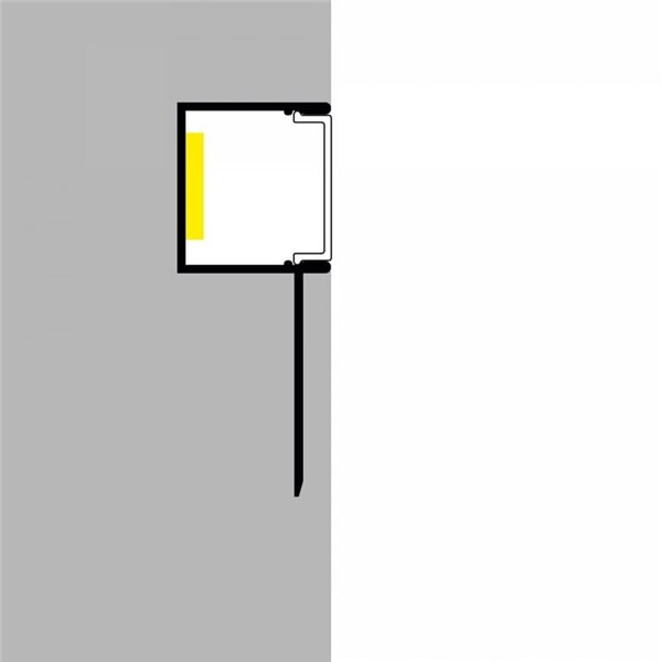Perfil arquitectónico de aluminio HURE para tiras LED 2 metros, con difusor y tapas, 32,8x13,3mm, LM3853
