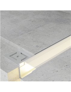Perfil arquitectónico de aluminio HURE para tiras LED 2 metros, con difusor y tapas, 32,8x13,3mm, LM3853