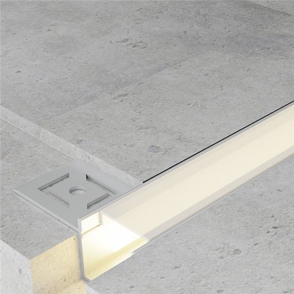 Perfil arquitectónico de aluminio HURE para tiras LED 2 metros, con difusor y tapas, 32,8x13,3mm, LM3853