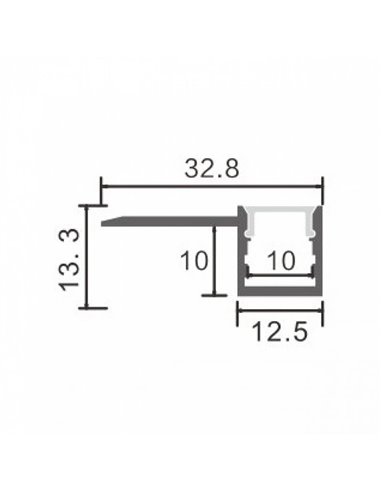 Perfil arquitetônico de alumínio HURE para fitas de LED de 2 metros, com difusor e tampas de extremidade, 32,8 x 13,3 mm, LM3853