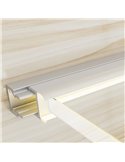 Perfil para muebles de aluminio NIBBLE para tiras LED 2 metros, especial vitrinas, con difusor, 11,2x11,2mm, LM3851