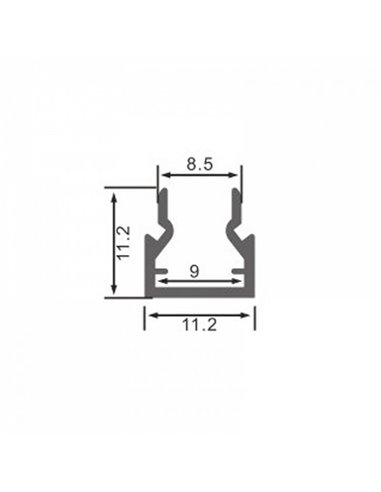 Perfil para muebles de aluminio NIBBLE para tiras LED 2 metros, especial vitrinas, con difusor, 11,2x11,2mm, LM3851