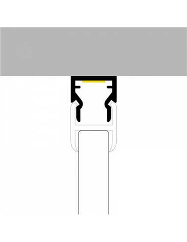 Perfil para muebles de aluminio NIBBLE para tiras LED 2 metros, especial vitrinas, con difusor, 11,2x11,2mm, LM3851