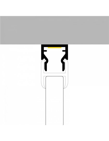 Perfil para muebles de aluminio NIBBLE para tiras LED 2 metros, especial vitrinas, con difusor, 11,2x11,2mm, LM3851