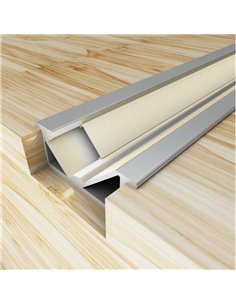 Perfil para muebles de aluminio MYGH para tiras LED 2 metros, con difusor y tapas, 26x10,4mm, LM3849