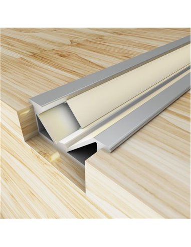 Perfil para muebles de aluminio MYGH para tiras LED 2 metros, con difusor y tapas, 26x10,4mm, LM3849