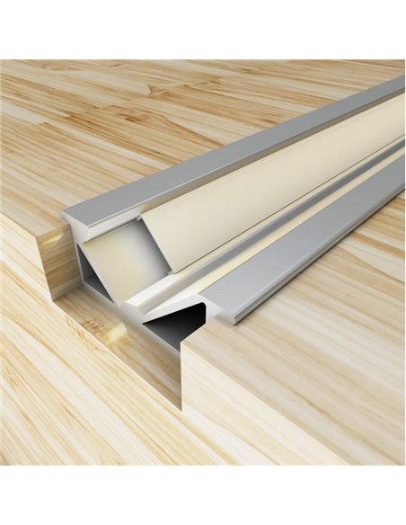 Perfil para muebles de aluminio MYGH para tiras LED 2 metros, con difusor y tapas, 26x10,4mm, LM3849