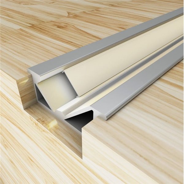 Perfil para muebles de aluminio MYGH para tiras LED 2 metros, con difusor y tapas, 26x10,4mm, LM3849