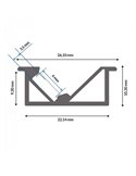 Perfil para muebles de aluminio MYGH para tiras LED 2 metros, con difusor y tapas, 26x10,4mm, LM3849