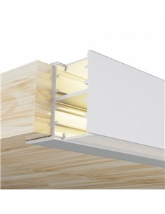 Perfil para muebles para doble tira arriba y abajo OLOF 2 metros, doble difusor, 28x20mm, LM3847