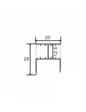 Perfil para muebles para doble tira arriba y abajo OLOF 2 metros, doble difusor, 28x20mm, LM3847