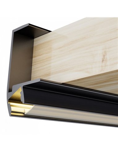 Perfil de aluminio para muebles KEO 2 metros, con grapas y difusor, 11,5x30,5mm, LM3845