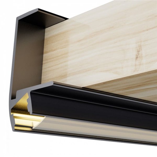 Perfil de alumínio para móveis KEO de 2 metros com clipes e difusor, 11,5x30,5mm, LM3845