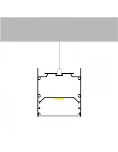 Perfil de aluminio colgante WEF para tiras LED 2 metros, con difusor, con tapas, 75x75mm, LM3841 2