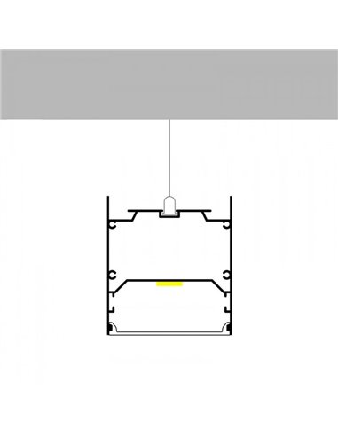 Perfil de aluminio colgante WEF para tiras LED 2 metros, con difusor, con tapas, 75x75mm, LM3841