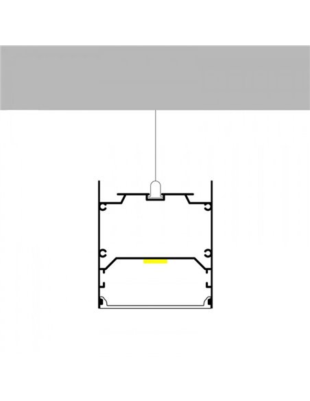 Perfil de aluminio colgante WEF para tiras LED 2 metros, con difusor, con tapas, 75x75mm, LM3841
