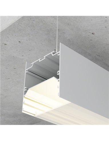 Perfil de aluminio colgante WEF para tiras LED 2 metros, con difusor, con tapas, 75x75mm, LM3841