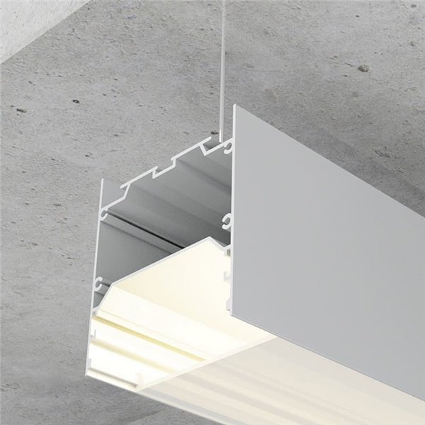 Perfil de aluminio colgante WEF para tiras LED 2 metros, con difusor, con tapas, 75x75mm, LM3841
