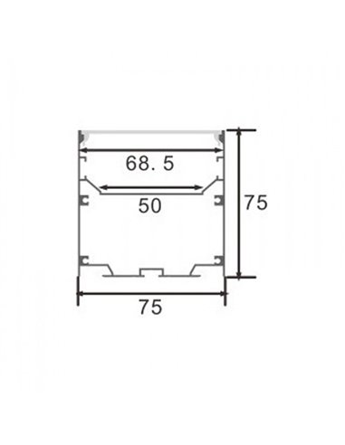 Perfil de aluminio colgante WEF para tiras LED 2 metros, con difusor, con tapas, 75x75mm, LM3841