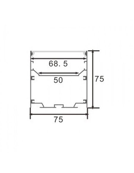 Perfil de aluminio colgante WEF para tiras LED 2 metros, con difusor, con tapas, 75x75mm, LM3841