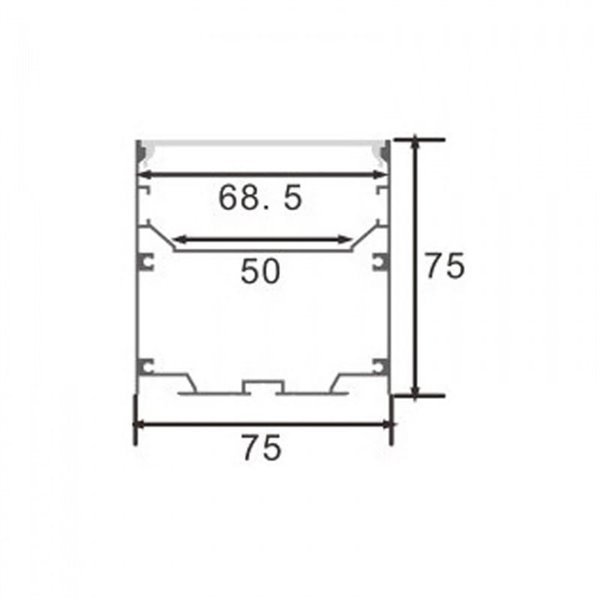 Perfil de aluminio colgante WEF para tiras LED 2 metros, con difusor, con tapas, 75x75mm, LM3841