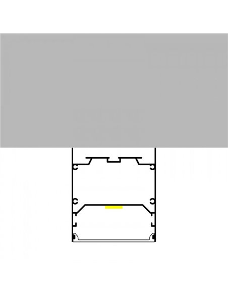 Perfil de alumínio suspenso WEF para fitas de LED de 2 metros, com difusor e tampas de extremidade, 75x75mm, LM3841