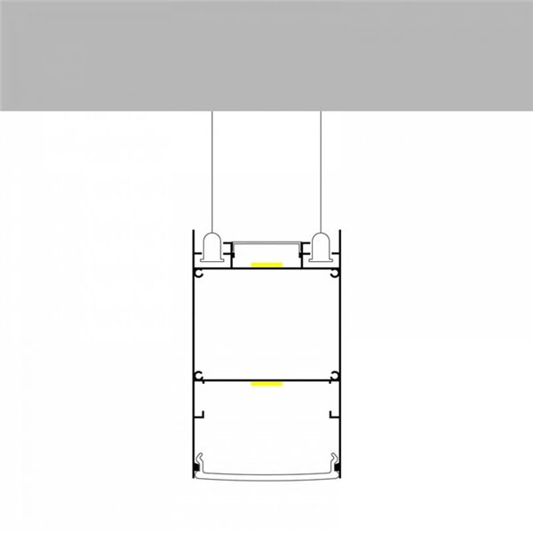 Perfil de alumínio BIEG para suspensão de fitas LED de 2 metros com difusor e terminais, 50x88mm, LM3839