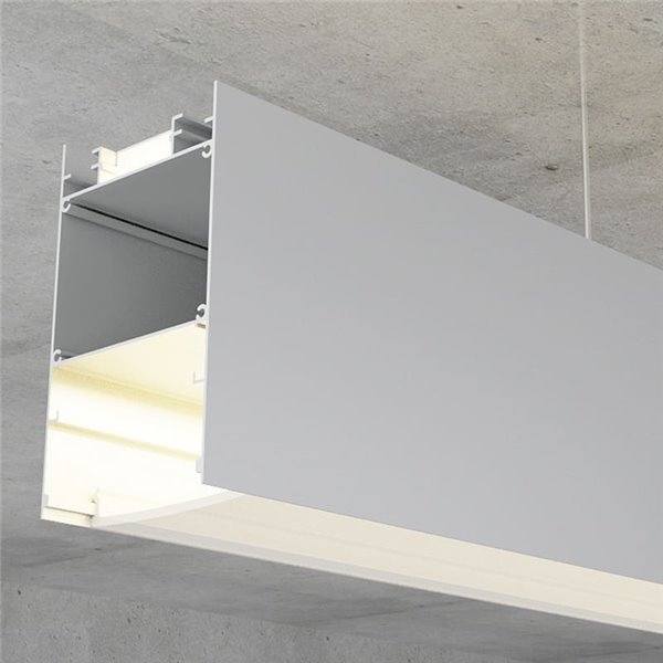 Perfil de aluminio colgante BIEG para tiras LED 2 metros con difusor y tapas, 50x88mm, LM3839