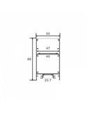 Perfil de aluminio colgante BIEG para tiras LED 2 metros con difusor y tapas, 50x88mm, LM3839