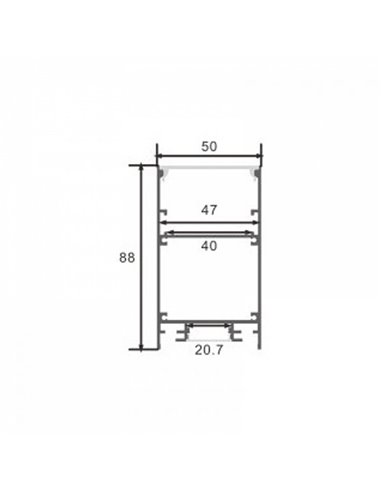 Perfil de aluminio colgante BIEG para tiras LED 2 metros con difusor y tapas, 50x88mm, LM3839