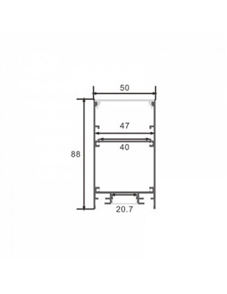 Profilé de suspension en aluminium BIEG pour rubans LED de 2 mètres avec diffuseur et embouts, 50 x 88 mm, LM3839