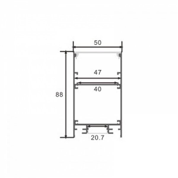 Perfil de aluminio colgante BIEG para tiras LED 2 metros con difusor y tapas, 50x88mm, LM3839