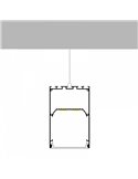 Perfil colgante de aluminio PERY para tiras LED 2 metros con difusor y tapas, 50x75mm, LM3837