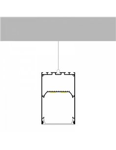 Perfil colgante de aluminio PERY para tiras LED 2 metros con difusor y tapas, 50x75mm, LM3837 2